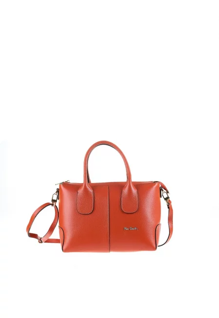 Кожена шопинг чанта Silvana - Оранжев
