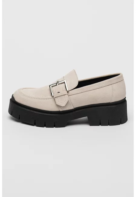 Кожени мокасини - Мръснобял