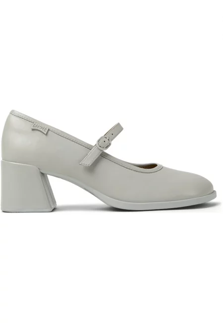 Кожени обувки Kora Mary Jane с масивен ток - Сив