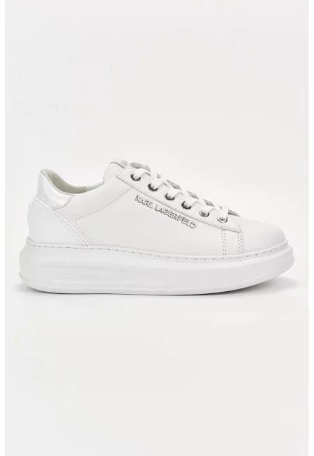 Кожени спортни обувки с лого - Бял