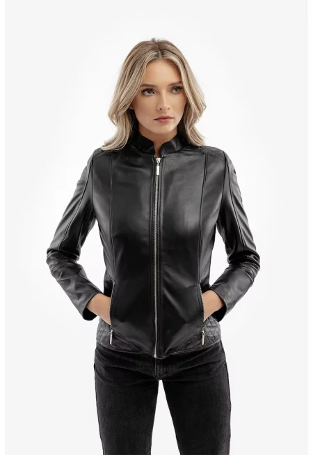 Кожено яке Mirela по тялото - Черен