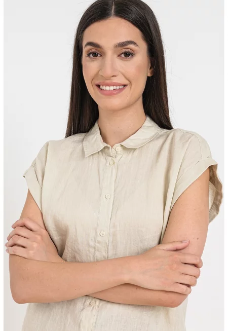 Ленена риза с къси ръкави