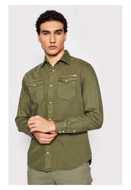 Мъжка риза -  92288 - памук - зелено
