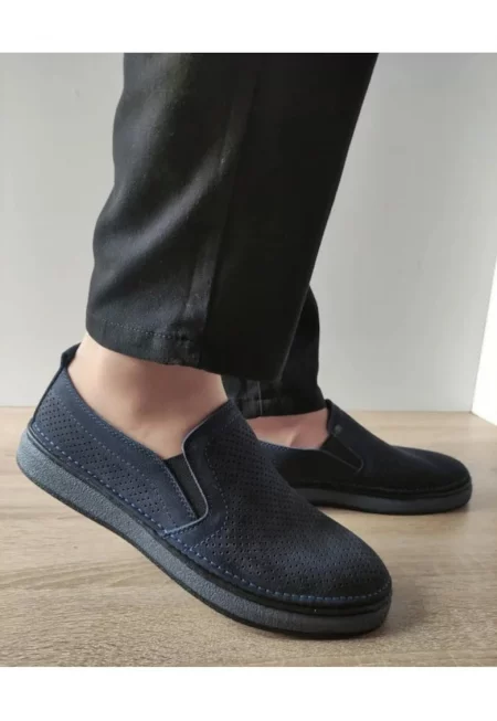 Мъжки перфорирани ежедневни обувки  B69-320 - тъмносиньо - син