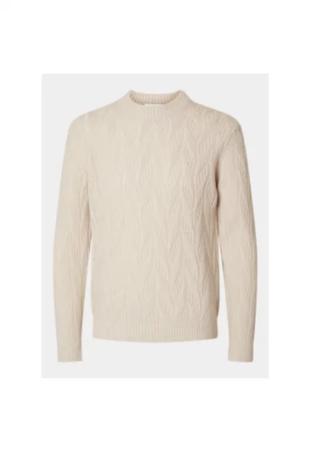 Мъжки пуловер -  304685026 - Вълна/Найлон - Бежов - Бежов