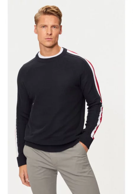 Мъжки пуловер -  304694905 - Памук - Син