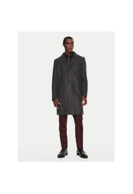 Мъжко палто -  304240652 - Полиестер/Полиакрил/Вълна - Черно - Черен