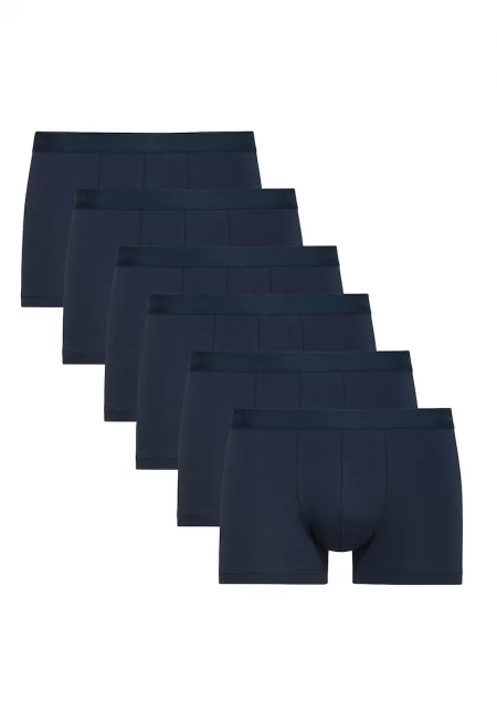 Памучни боксерки с лого на талията - 6 чифта - Тъмносин