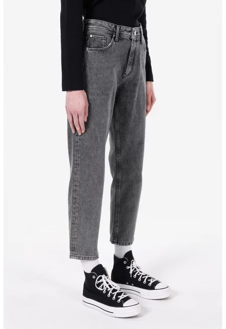 Памучни дънки над глезена - Tъмносив