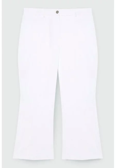 Панталон капри със скосени джобове - Бял