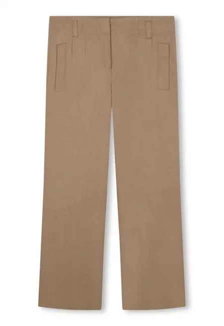 Панталон с памук с широк крачол - Канелено кафяво