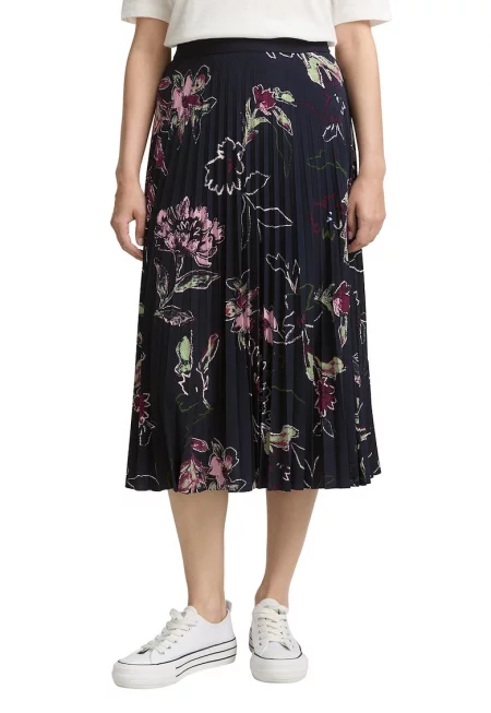 Плисирана пола с еластична талия - Розово/Тъмносин