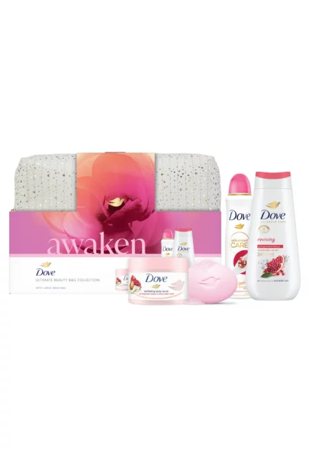 Подаръчен комплект  Advanced Care: Възстановяващ душ гел - 225 мл + Спрей Dove Advanced Care Pomegranate - 150 мл + Скраб Dove Pomegranate & Shea - 225 мл + Крем сапун Dove Pink - 90 гр