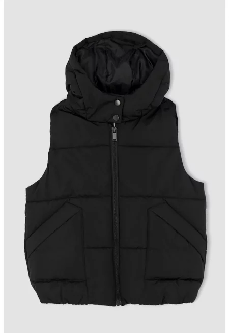 Подплатен елек с цип и качулка