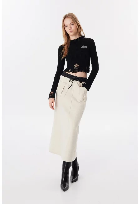 Пола с връзка - Светло бежово