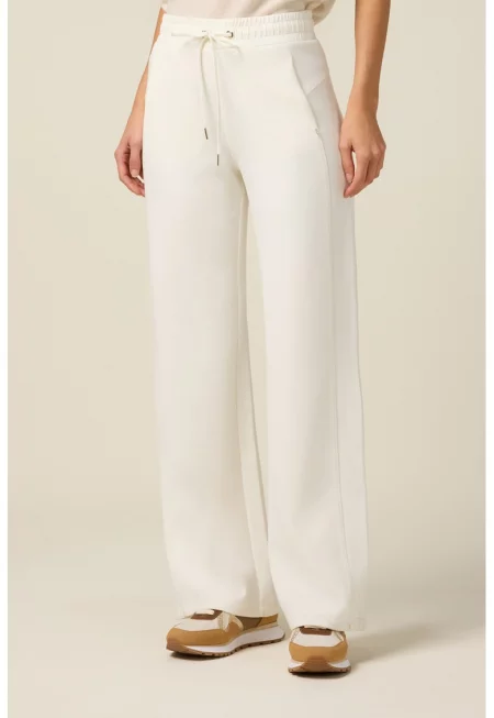 Прав спортен панталон с връзка - Бял