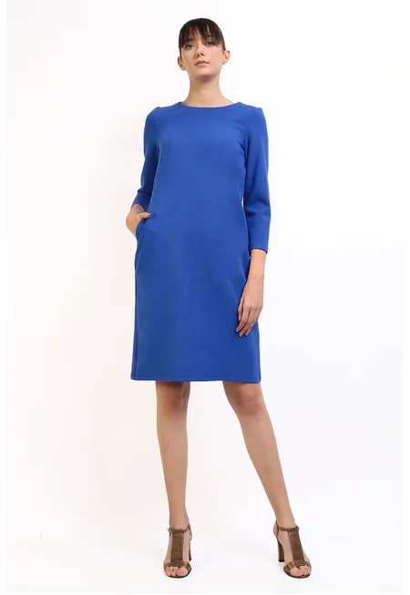 Права рокля с джобове - Кралско Синьо