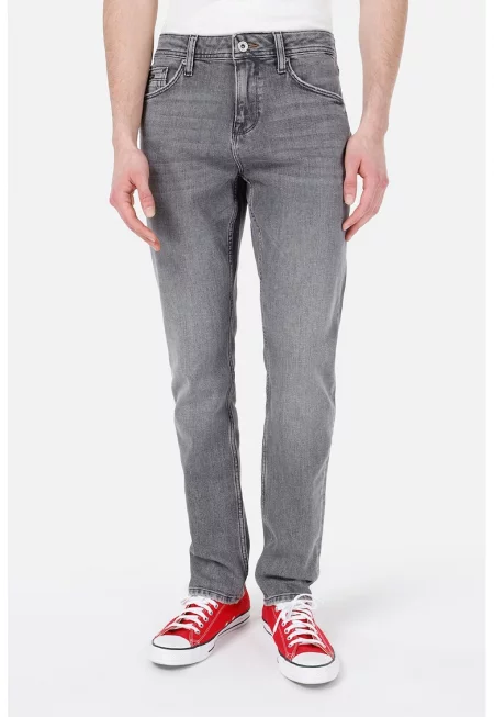 Прави дънки със средна талия - Сив