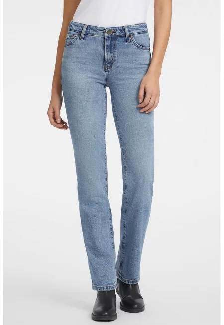 Прави дънки със средна талия - Светлосин