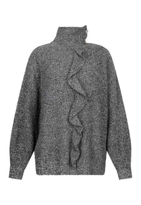 Пуловер с вълна и кашмир - Сив