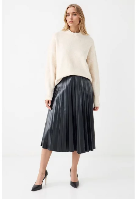 Разкроена миди пола - Избеляло черно