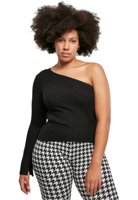 Рипсена блуза с голо рамо