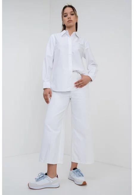 Риза с бродирано лого - Бял