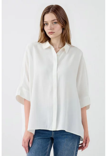 Риза с модал с паднали ръкави