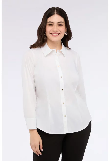 Риза с памук и изчистен десен