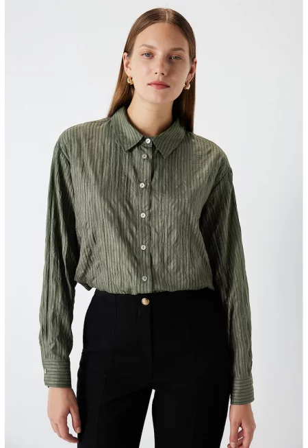 Риза със стандартна кройка - Тъмно каки