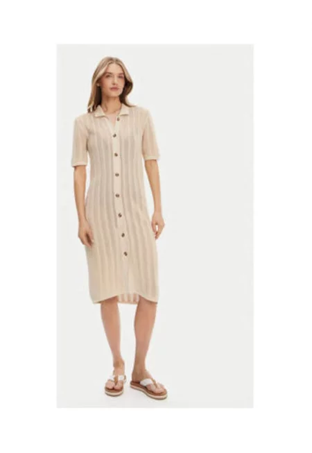 Рокля  TEC0 PERGAMENT - 100% памук - бежова