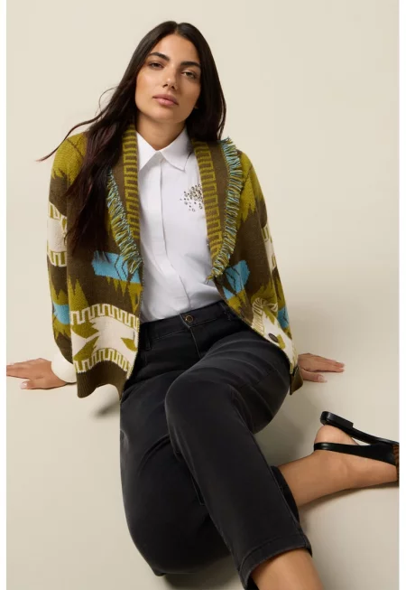 Сако с вълна с графика - Многоцветен