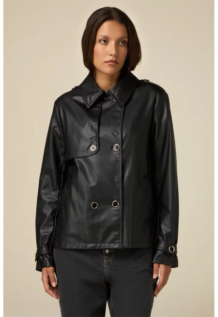 Шакет от еко кожа - Черен