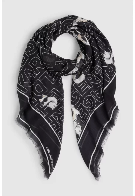 Шал с модал и коприна - Черен/Tъмносив