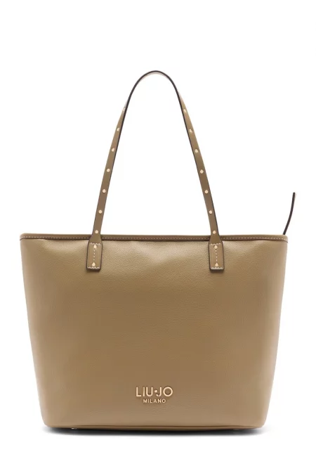 Шопинг чанта с лого - Кафяв/Бежов