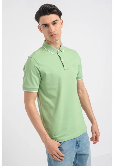 Слим тениска Passertip с яка - Светлозелен
