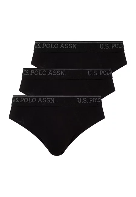 Слипове с лого на талията - 3 чифта - Черен