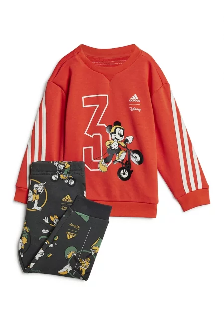 Спортен екип с памук с принт - Червен/Бял/Tъмносив