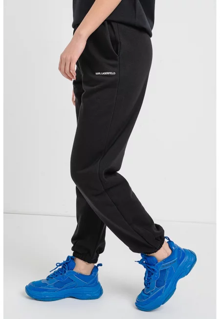 Спортен панталон с органичен памук с висока талия - Черен