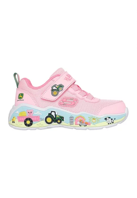 Спортни обувки Skechers x John Deere Play Scene с велкро - Аквамарин син/Светлорозов