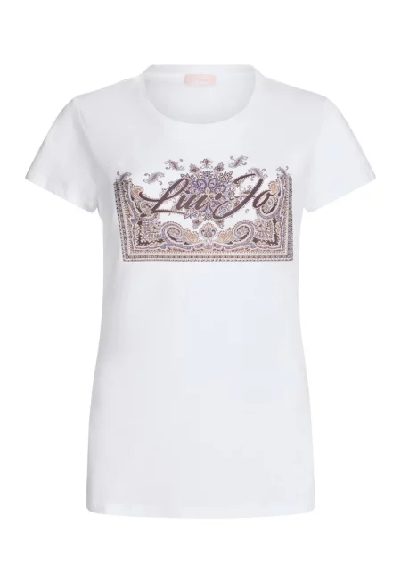 Стандартна тениска с фигурален принт - Бял/Виолетов