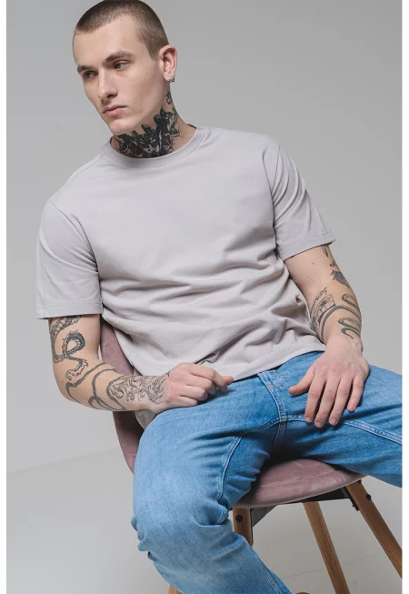 Стандартна тениска с органичен памук - Светло сив
