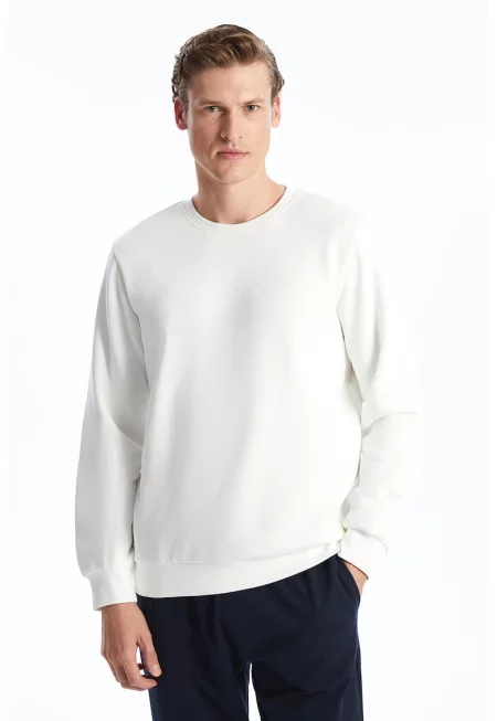 Суитшърт с памук с овално деколте