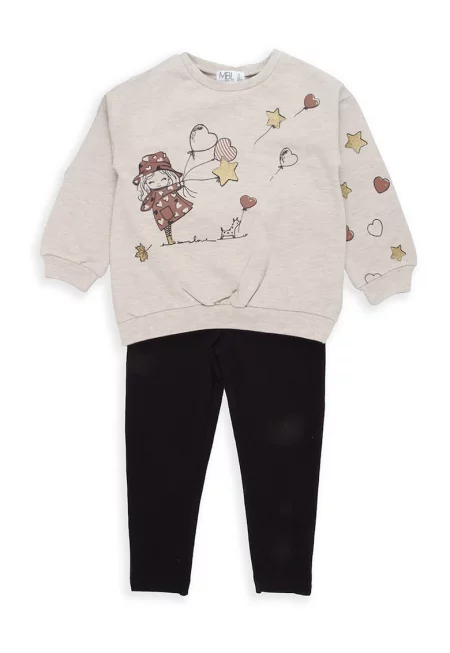 Суитшърт с принт и панталон - 2 части