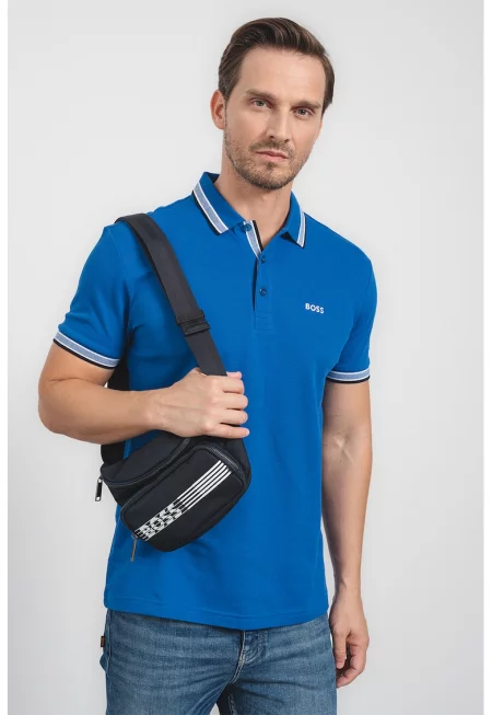 Тениска Paddy от памучно пике с яка - Кралско Синьо