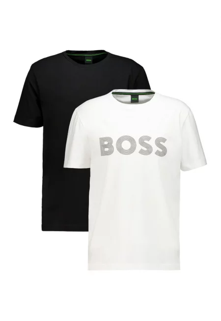 Тениска с овално деколте - 2 броя - Черен/Бял