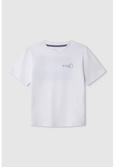 Тениска с овално деколте и шарка на гърба