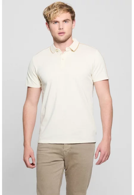 Тениска с яка - Бежов