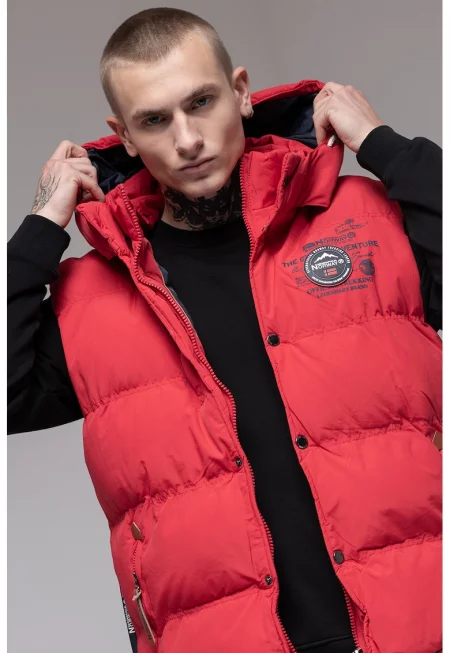 Ватиран елек Vilano с отделяща се качулка - Аленочервен