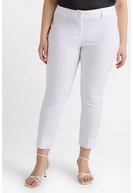 Втален панталон капри - Бял